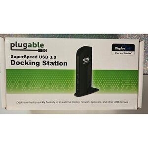 PLUGABLE UD-3000 SuperSpeed USB 3.0 Docking Station DisplayLink DL-3700 Black